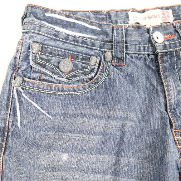 Vintage Laguna Beach Jeans Mens 34 (36x34) Y2K Skull Biker Denim Made in USA - Picture 3 of 12